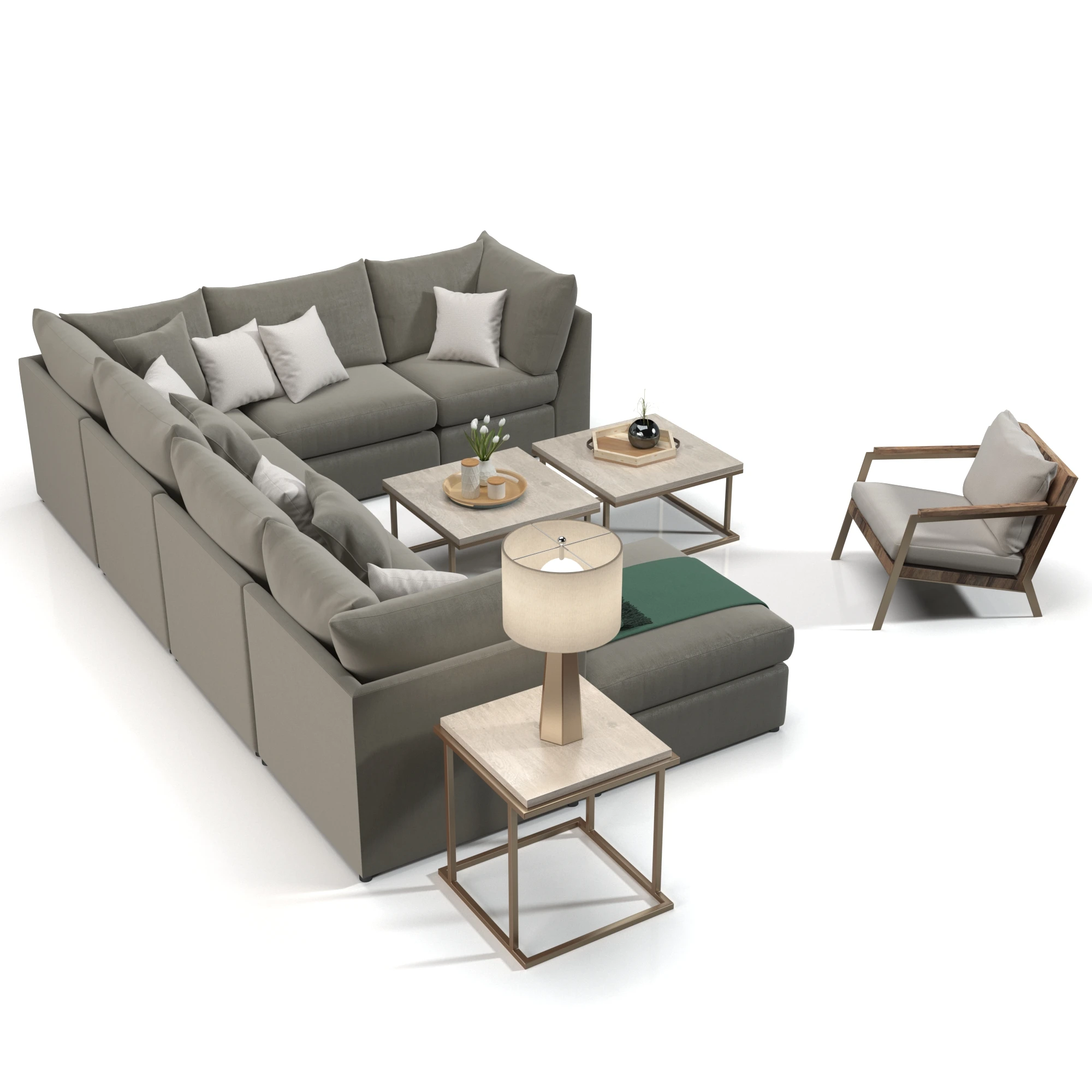 Bassett Beckham Pit Sectional Sofa Set 3D Model_03